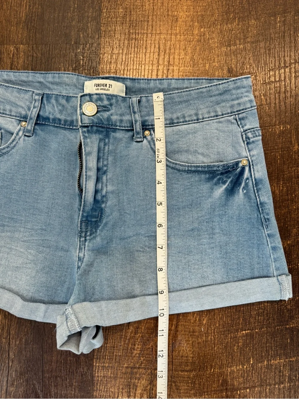 Forever21 light wash denim cuffed shorts